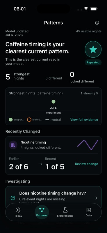 BodySignal Patterns screen